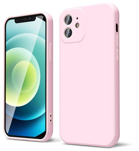oakxco für iPhone 12 Hülle Silikon Case mit Kameraschutz, Ultra Dünn Bunt Handyhülle Mädchen, Einfarbig Handy Hülle Slim Schutzhülle, Matt TPU Weich Gummi Glatt Silikonhülle Bumper, Rosa Pink