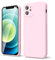 oakxco for iPhone 12 Case Liquid Silicone, Soft Rubber Gel Elegant Aesthetic Basic Simple Cover, Cute Thin Slim TPU Matte Solid Color Plain Smooth Case for Women Girl, Light Pink