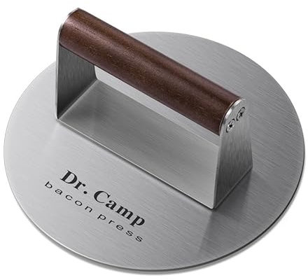 Dr.Camp 7 INCH Stainless Steel Smash Burger Press,Smasher Hamburger Press,Bacon Press, Grill Press with Wood Handle