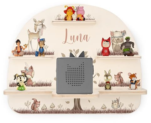 Kidsmood - Personalisiertes Tonie Regal | Wandregal Kinderzimmer für Tonie Box & Hörfiguren mit abgerundeten Ecken & Kanten | Tonie Box Regal mit Magnetplättchen als personalisierte Geschenke Kinder