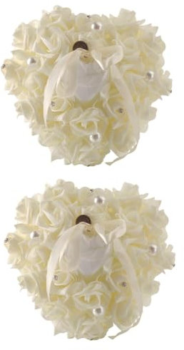 Cabilock 2stücke Herzförmiges Ringkissen Mit Rosenmotiven Pe-Schaum Für Hochzeiten Und Verlobungen Romantische Dekoration Für Trauungen Wiederverwendbar Und Schützend Für Eheringe