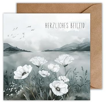 WBdesignz Trauerkarte Mit Umschlag - Landschafts Karte Trauer Beileidkarte Kondolenzkarte Beerdigung Herzliches Beileid (125 x 125 mm)