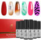 Lavender Violets Blooming Gel Nail Polish 6 Pcs with Non-acid PH Bond,Glow in the Dark Top Coat and Base Coat Builder Gel for Nails,No Wipe Matte Top for Acrylic Powder C201