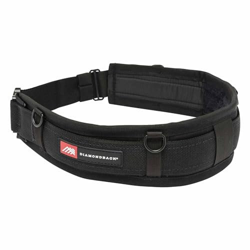 Diamondback The 4 Tool Belt - Padded Tool Belt for Men & Women - Ideal Framer Carpenter Ironworker - Tool Belt Only, Black, XS