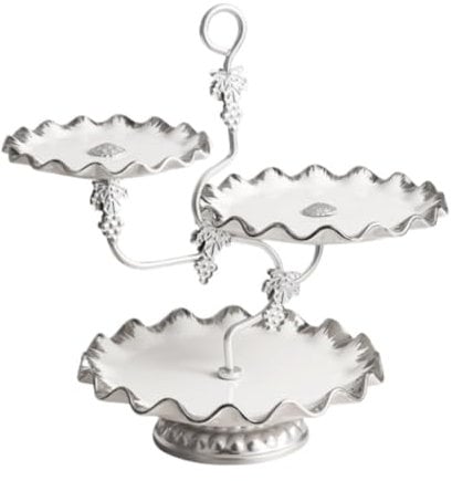 Fruit Bowl Fruit Dish Ceramic 3-Tiered Serving Bowls Tray Set 3 Tier Ceramic Fruit Bowl with Stand for Dessert Fruit Vegetables Fruit Basket for Kitchen Counter Fruit Holder (Color : A, Size : 3-Tie