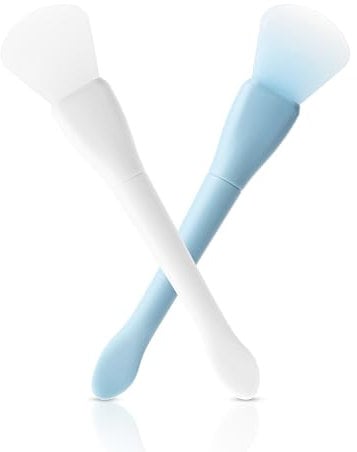 2PCS Silicone Mask Applicator, Silicone Face Mask Brush, Soft Face Mask Spatula, Facial Mask Brush Skincare Applicator for Facial Mud, Clay Mask, DIY, Modeling Mask, Body Lotion (Blue,White)