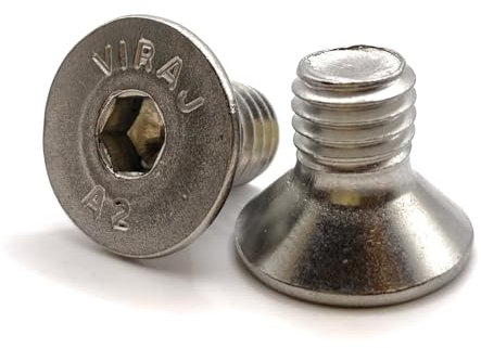 Viti M10 x 16 mm testa svasata BTR in acciaio INOX A2 | Ø 10 x 16 mm – M10 x 16 mm | FHC a 6 esagono incassato (chiave allen) ISO 10642 / DIN 7991 | Viti in acciaio inox A2 (V2A/304): set di 5 pezzi –