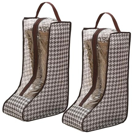JOYOLA 2 st höga stövlar påsar, bärbar dammtät skoväska, skyddande stövel förvaringspåse, förvaringspåsar med handtag för hem och resor, Brun, Modern