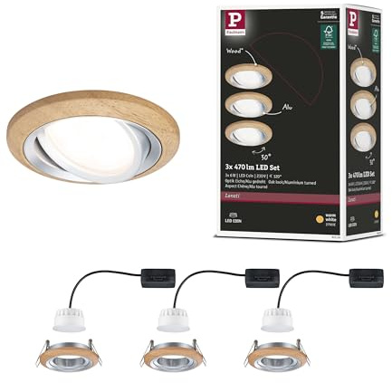 Paulmann 92239 EBL Set Lanati Coin schwenkbar LED 3x6W 470lm 230V Holz Alu