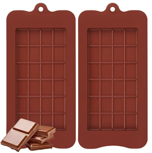 WISYOK Schokoladenform Silikon, 2 Stück Dubai Schokolade Form, Silikonform Schokolade, Chocolate Mould Antihaftbeschichtung, Schokoladentafel Form, Schokoladenformen für 24 Tafeln Schokolade