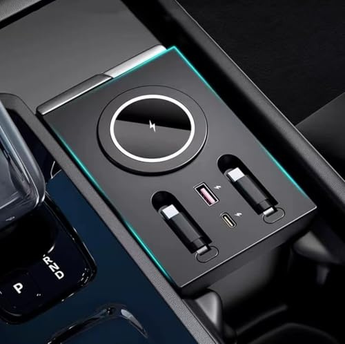 USB-Hub for Volvo XC60 XC90 S90 V90 S60 V60, einziehbare Hub-Dockingstation mit Schnellladekabel, Multi-Port, for Volvo-Zubehör, Dockingstation der Mittelkonsole, kabelloses Handy-Ladepad