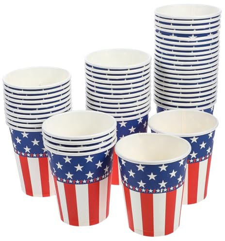 Homoyoyo Gobelet En Carton 48 Pièces Fête Du Quatrième De Juillet Tasses En Papier Drapeau Américain Vaisselle Patriote Idéal Pour Célébrations Et Réunions Familiales