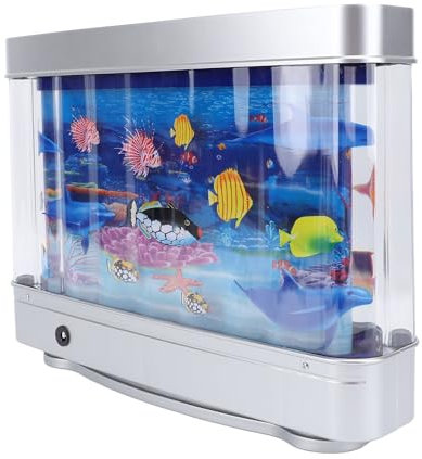 Mini Aquarium Artificiel avec Poisson en Mouvement, Lumière Nocturne Immersive pour Les Enfants et Les Bébés, Aquarium Tropical à Propulsion USB, Matériau GP ABS