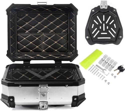 Vexorium Motorrad-Topcase, 28L Aluminium, Wasserdicht, Sicherheitsschloss, Silber