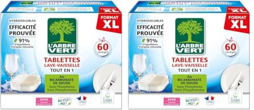 L'arbre vert Tablettes Lave-Vaisselle Hydrosolubles tout en 1 60 Doses Nouveau (Paquete de 2)