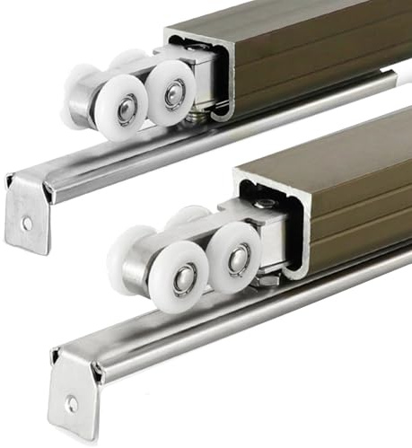 WLCGYD 2-door Sliding Track System Aluminium, 1m 2m 3m 4m 5m 6m Bronze Invisible Sliding Door Gear Kit For Interior Doors, Celling Wall Mount Rolling Door Hardware Kit(3.2m)