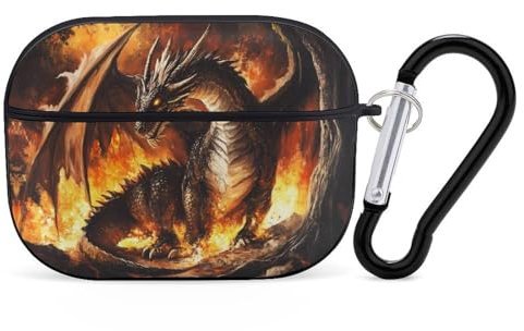 Fire And Dragon Printed Bluetooth Earbuds Case Colorful Wireless Headphones Covers Compatible With AirPods Pro 2