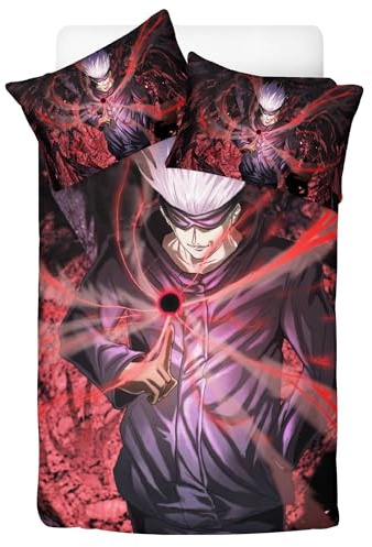 Generisch Satoru Gojo Bettwäsche 135x200 Anime Kinder Bettbezug Kissenbezug Schlafzimmerdeko Mikrofaser Bettwaren-Sets Mit Reißverschluss Bettwäsche-Sets (Merch)