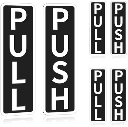 2 Paar Push-Pull-Schild, Acryl-Türschilder, vertikale Büro-Türschilder für Glas und andere Seitentüren in Geschäft, Cafés, Geschäfte, selbstklebend, Bürozubehör (2 × 5,9 cm, Schwarz-Weiß)