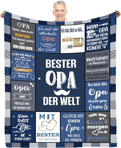 Geschenk für Opa Decke 150*200cm,Geschenke BesteOpa von Enkel Enkelin GeburtstagWeihnachtens Geschenk Kuscheldecke Decke,Opa/Großvater Super Weiche Flanelldecke Wohndecke Schlafdecke Geschenkideen