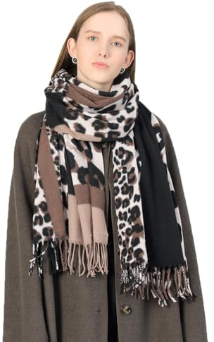MAKFORT XXL Schal Damen Klassisch Streifen Schal Herbst Halstuch Damen Winter Warme Super Lange Stola Frauen Mit Quasten Schal