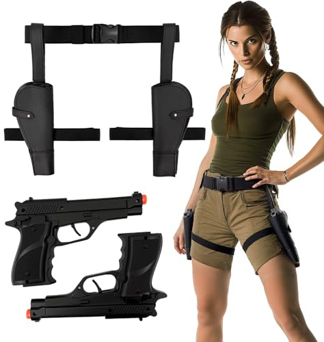 SeptCity Thigh Holster for Women, Adjustable Leg Holster and Belt for Pistols Swat Cop Cowboy Costume Set Cosplay Accessories for Halloween Theme Parties
