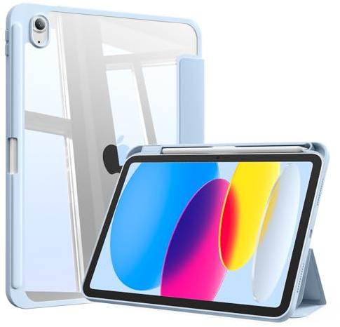 PruStrm iPad 11th Gen 2025 11-Inch & 10th Gen 10.9 Clear TPU Case, Blue | Crystal Clear Back · Shockproof TPU Frame · Built-in Pencil Holder · Slim Design · Full Edge Protection · Scratch Resistant