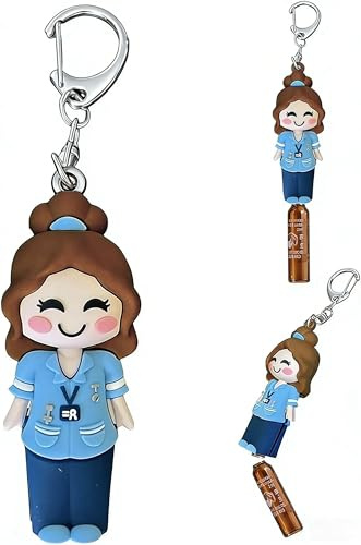 ZXTGBQ Soft Rubber Keychain, Ampoule Breaker, Ampoule Bottle Opener, Practical Keyring Syringe-Shaped Cutter, Vial Breaker Tool for Careful Nurses & Doctor (Brown)
