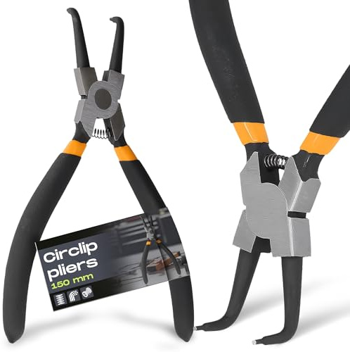 Instalguru Seegeringzange 150 mm Seegering-Zangen Sicherungsring Sicherungsringzangen Sprengringzangen Sicherungen Zange für Sicherungsringe Schläuche Dichtungen Gebogen Außen