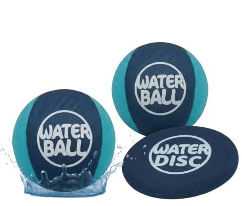 Set De Pelotas Saltarinas De Agua con Disco Saltador Pack De 2 Azul Azul Oscuro Juguete De Piscina para Playa Lago Juegos Acuáticos Exterior Verano Juego Recreativo