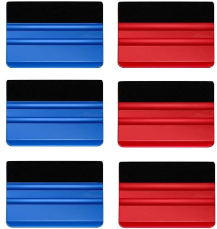 6Pcs Vinyl Wrap Tools, Vinyl Squeegee, Car Window Vinyl Tools for Furniture Film and Window Film (Red And Blue）