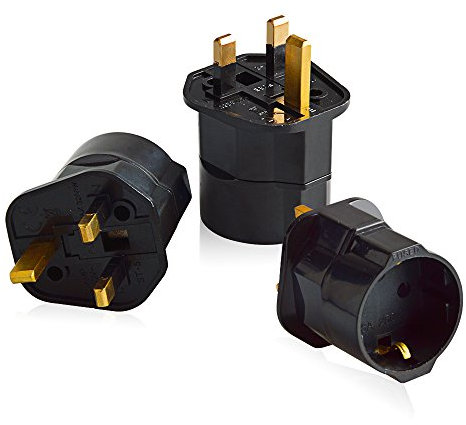 Neuftech - 3X Adattatori da Viaggio UK a Presa Europea Italia (schuko) per UK, GB, Inglese,Inghilterra, Nero
