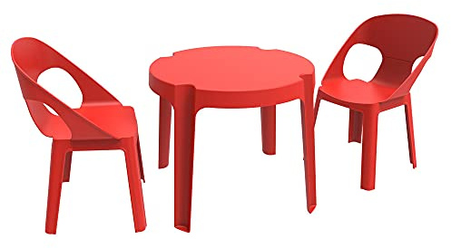 resol Kinder Rita Set 2 Stühle und 1 Tisch, Kunststoff, Polypropylen, Rot, 60 x 51 x 78 cm, 3 Stück