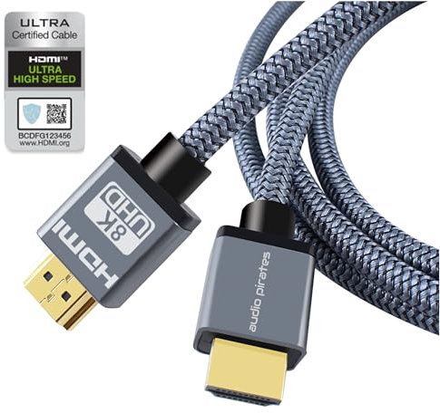 audio pirates HDMI 2.1 Kabel | 48Gbit/s Ultra High Speed HDMI-Kabel | 10K, 8K@60Hz, 4K@240Hz/165Hz/144Hz/120Hz | HDMI eARC, HDR10+, Dolby Vision | Kompatibel mit Xbox, PS5, PC (1er Pack, 0,5 Meter)