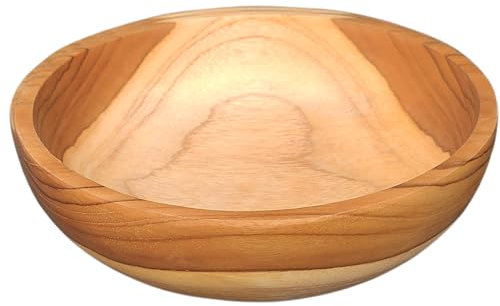 NELUHA Teakholz Schale Holzschale rund Durchmesser Deko-Schale Obstschale groß Holzschüssel aus zertifiziertem Teakholz (20cm Höhe 6cm)