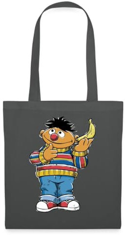 Spreadshirt Sesamstraße Ernie am Bananentelefon Stoffbeutel, One size, Graphite