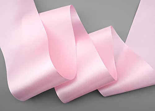 finemark 3 m x 72 mm Satinband Sophie Hellrosa (604) Satin Tischband Schleifenband ohne Draht breites weiches Band Tischdekoration Tisch Deko Geschenkband mit einseitigem Glanz