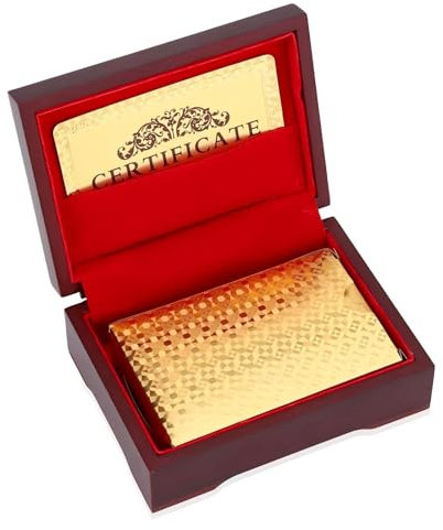 VIFER Pokerkarten wasserdichte Spielkarten Goldfolie Poker Karten Spiele Plastik Poker Spielkarten mit Box für Familien Kartenspiel Party (Prüfen)