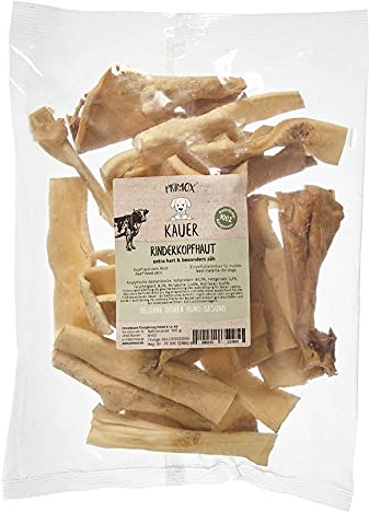 PRIMOX Rinderkopfhaut 500g | Kausnack für Hunde | Extra hart & zäh | Monoprotein | Ohne Zusätze | 100% natürlich | Sehr Langer Kauspaß & Zahnpflege