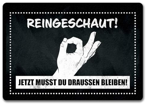 speecheese Fußmatte in 35x50 cm ohne Rand mit gewitztem Streich - Reingeschaut! Jetzt musst du draussen bleiben! lustiger Prank um Freunden und Familie einen Streich zu Spielen die Fußmatte