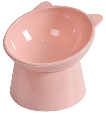 BAUBEY Elevated Cat Bowls Anti-Vomiting, Tilted Raised Cat Bowl, Cat Bowls for Flat Faced Cats&Small Dogs, Dishwasher Safe (Pink)