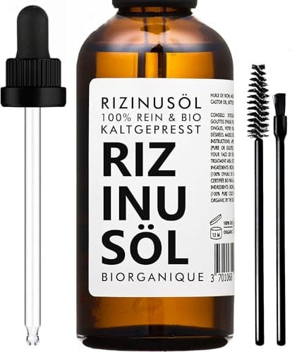 Rizinusöl BIO | 100% rein, natürlich und kaltgepresst | Pflege für Nägel, Wimpern, Haut, Bart | 100 ml | Vegan & Cruelty Free | BIO Castor Oil | Glasflasche + Pipette (Auf Deutsch)