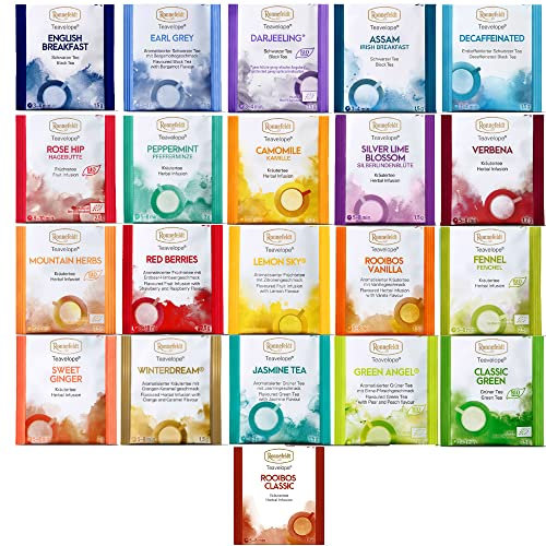 SOULGOODS | Original Ronnefeldt Tee Teavelope ALL STARS Probierset - Alle 22 Teesorten - Teebeutel Teeblätter Geschenke Set für Weihnachten | aromatisch