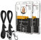 Teskyer 2 Pièces Porte Badge en Plastique dur avec Lanière, Porte Badge Tour de Cou, Porte-nom Vertical Transparent pour Carte d'identité, Noir