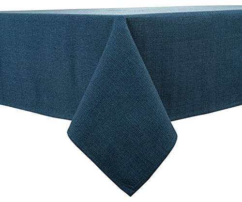 BALCONY & FALCON Table Cloth Waterproof Washable Navy Blue 120x120cm | Faux Linen, Heavyweight, Square, Wrinkle Resistant, Wipe Clean, Farmhouse, Dining, Kitchen, Wedding, Party, Outdoor