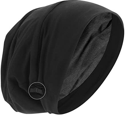 Molain Satin Mütze Schlafmütze Haarabdeckung Mütze mit Satin gefütterte Slouchy Mütze Nachtschlafmütze Verstellbare Bleibe auf Seide Gefütterte Slouchy Mütze
