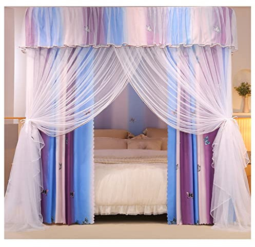 Betthimmel 4-Eck-Betthimmel Moskitonetz Für Einzel-Doppelbett, Four Seasons Bettvorhang Baldachin Moskitonetz Für Mädchen Jungen Erwachsene (Color : Style 4, Size : 200X220X200CM)