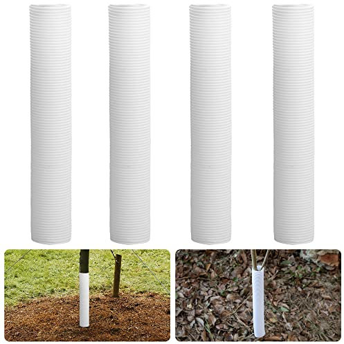 LFUTARI 4pcs Corrugated Tree Guards,Diameter 1.96 PP Tree Trunk Protectors,Tree Bark Protector Tube Wraps to Protect Saplings Plants from Deer Rabbit Cats Rodents Mowers (4pcs)