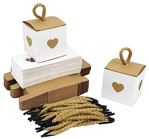 YankMooM 30 PCS Candy Gift Boxes,Wedding Favour Boxes Heart Kraft Paper Boxes Small Gift Boxes for Birthday Wedding Party Baby Shower Favor Anniversary