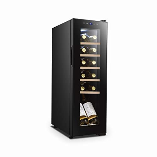 Lacor - 69701 - Vinoteca 12 Botellas, Nevera Vinos, Refrigerador con Compresor, Temperatura Regulable, Estantes Extraíbles, Silencioso, Sistema Antivibratorio, Acero Inoxidable, 25x45x79 cm